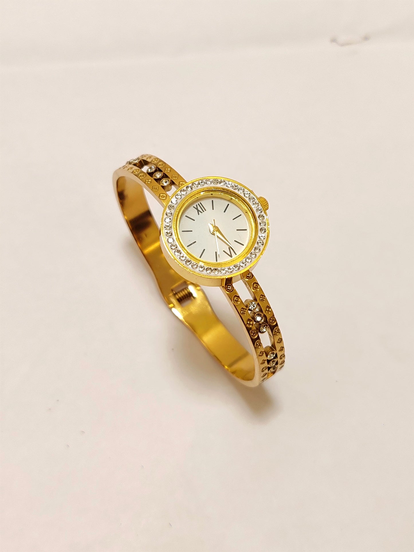 Luxury Gold Bangle Watch – Crystal Embellished