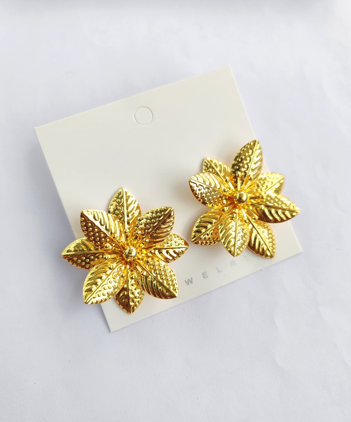 Golden Bloom Statement Studs – Multi-Layered Floral Design