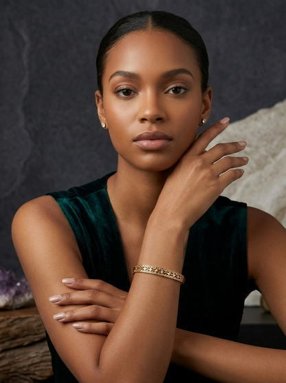 Golden Laurel Leaf Anti-Tarnish Bangles