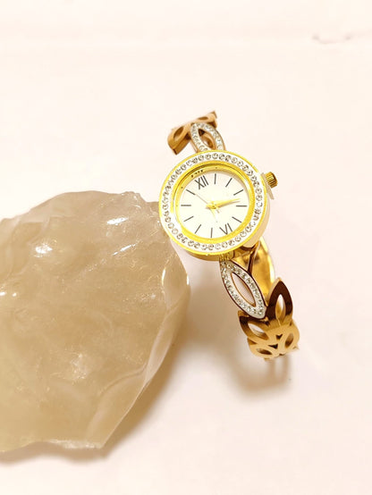 Crystal Pavé Gold Bangle Watch