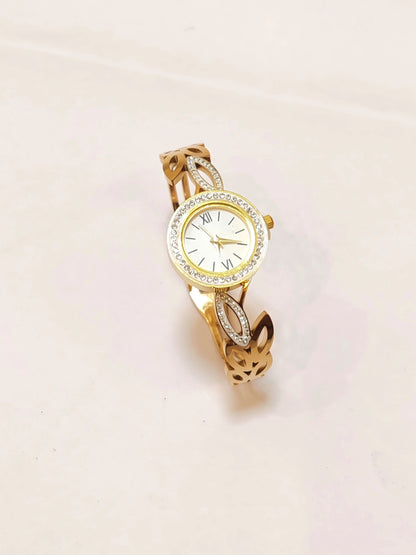 Crystal Pavé Gold Bangle Watch