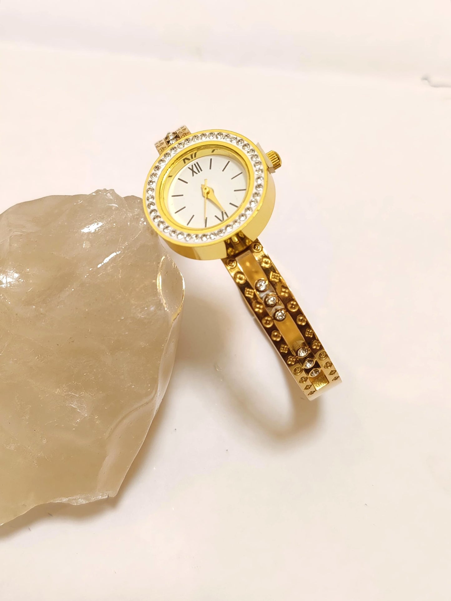 Luxury Gold Bangle Watch – Crystal Embellished