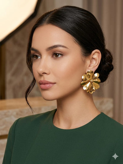 Gilded Bloom Sculptural Statement Studs