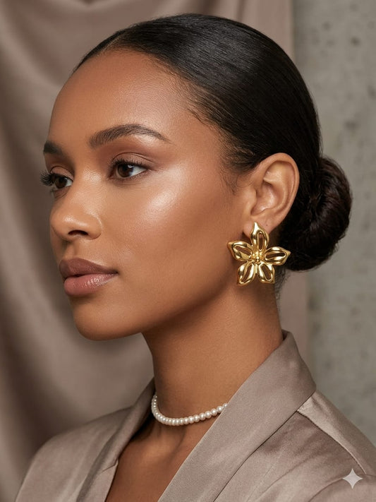 Aura Open-Petal Sculptural Studs