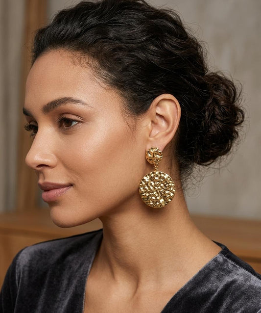 Molten Sun Hammered Disc Earrings