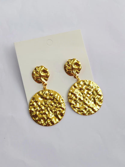Molten Sun Hammered Disc Earrings