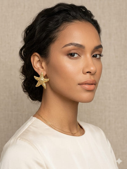 Gilded Starfish Statement Studs