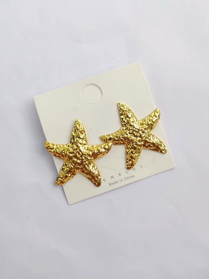Gilded Starfish Statement Studs