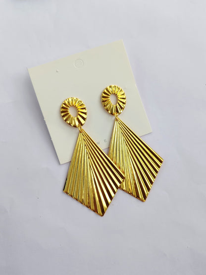 Radiant Sunburst Gold Geometric Drop Earrings