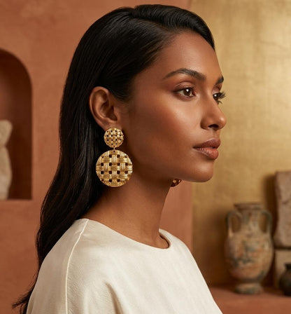 Woven Gold Statement Disc Dangles