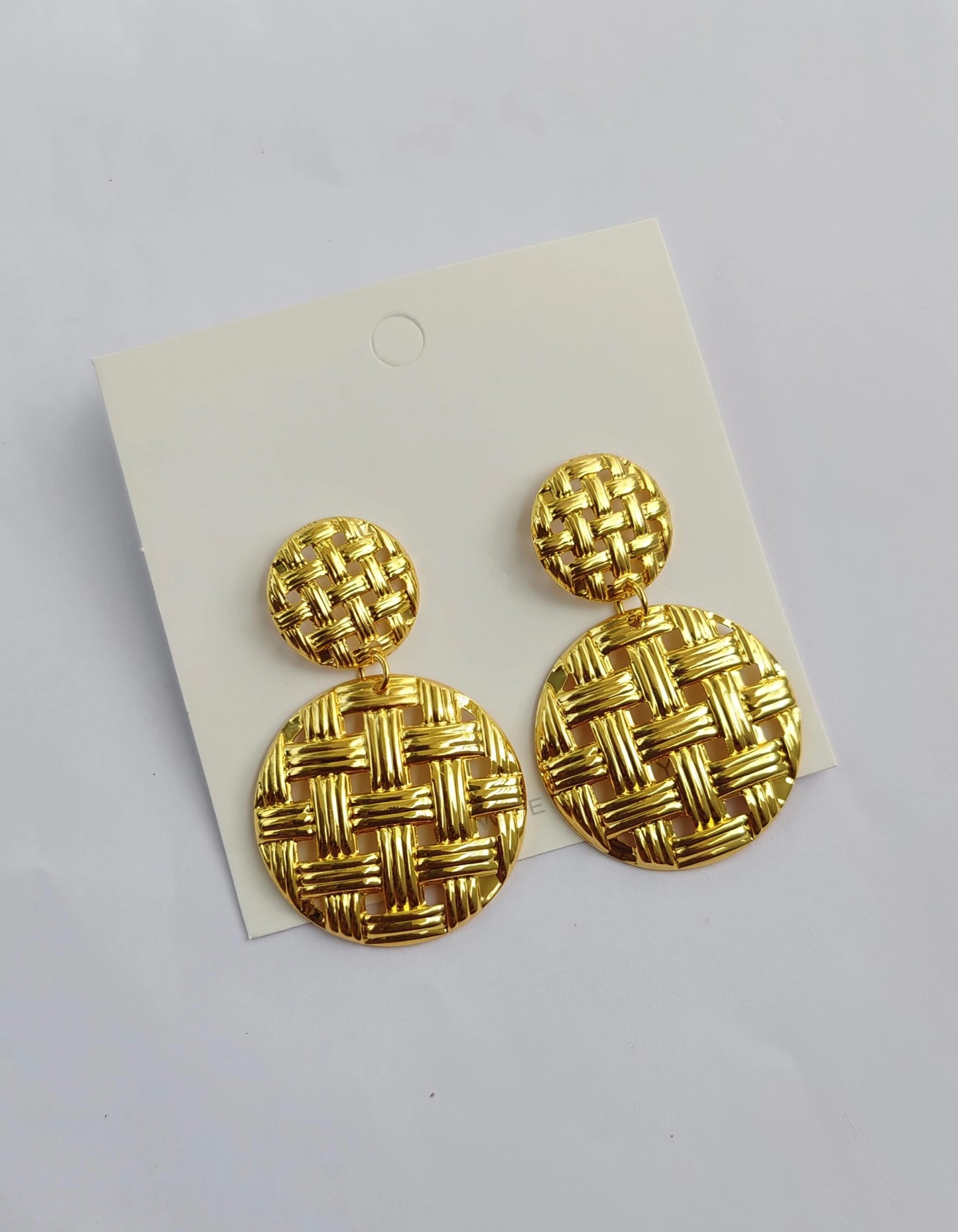Woven Gold Statement Disc Dangles