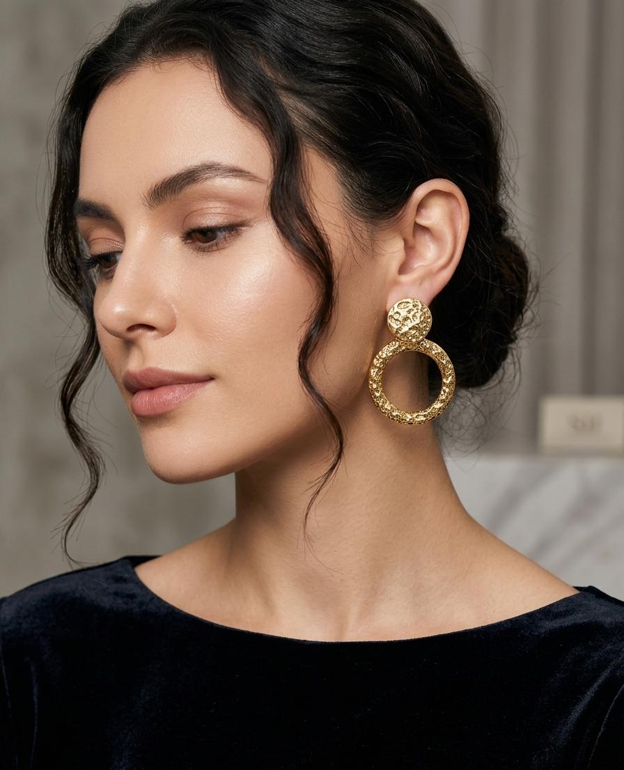 Golden Scallop Statement Drops – Polished Sea Shell Design