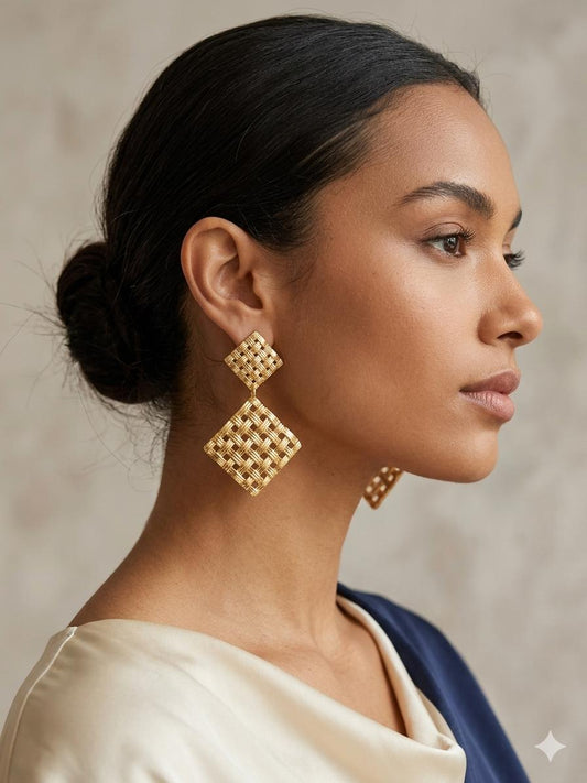 Golden Bloom Statement Studs – Multi-Layered Floral Design